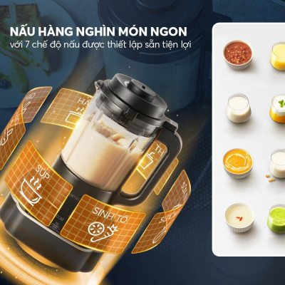 Máy làm sữa hạt Elmich CBE 3904 OL, công suất 800W, 7 chế độ nấu được thiết lập sẵn, lưỡi dao 3 tầng 8 cánh giúp xay nhuyễn - Hàng chính hãng