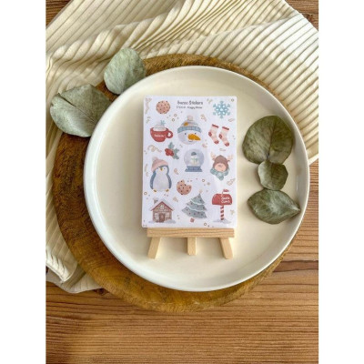Sticker tự thiết kế happy winter - hình dán sổ, nhật kí bullet journal - unim022