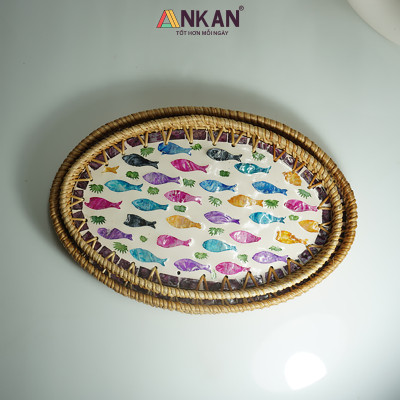Khay Mây Ovan Khảm Trai Cá Cầu Vồng – Hàng Thủ Công Mỹ Nghệ Việt Nam