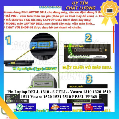 Pin dùng cho Laptop DELL 1310 - 6 CELL - Vostro 1310 1320 1510 1511 Vostro 1520 1521 2510 PP36L PP36S - Hàng Nhập Khẩu  MIBAT630