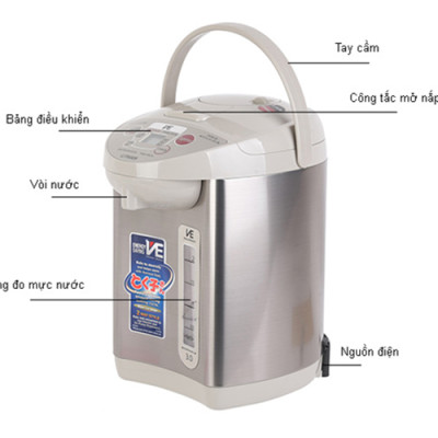 Bình Thủy Điện Tử Tiger PVW-B30W - 2.91L - Hàng Chính Hãng
