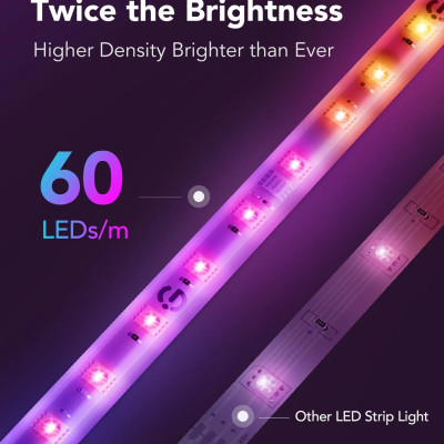 Dây đèn LED chạy đuổi Govee RGBIC Strip Lights H61E1 | Cuộn 5m, 60 mắt leds/m siêu mịn màng, Chế độ nháy nhạc thông minh