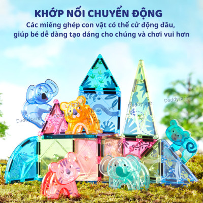 Xếp Hình Nam Châm Ánh Sáng Colorful Magnetic Tiles Mideer Daddycare, nam châm lắp ghép thông minh cho bé 3,4,5,6 tuổi