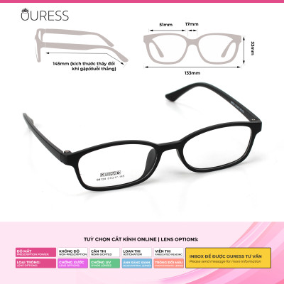 Gọng kính nhựa 68124 thời trang nam nữ siêu nhẹ siêu bền OURESS