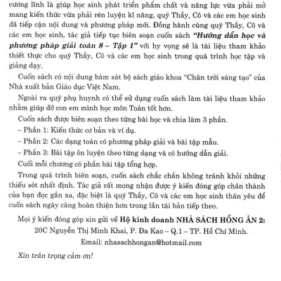Hướng Dẫn Học Và Phương Pháp Giải Toán 8 - Tập 1 (Bám Sát SGK Chân Trời Sáng Tạo)  _HA