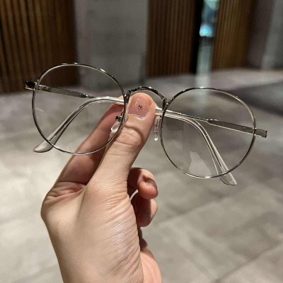 Kính mắt tròn nhỏ gọng kim loại bạc