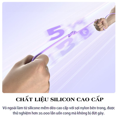 Dây cáp sạc nhanh 100W đa năng 4 in 1 USB-A / Type C ra Type C/ L cho iPhone iPad hiệu HOTCASE SiliFast trang bị Chip E-Market chống cháy nổ, truyền dữ liệu 480mbps - Hàng nhập khẩu