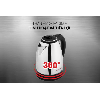 Ấm siêu tốc Sunhouse Happy time HTD1081, Công suất 1500W, Dung tích 1,8 lít, Chất liệu inox, Bảo hành 12 tháng