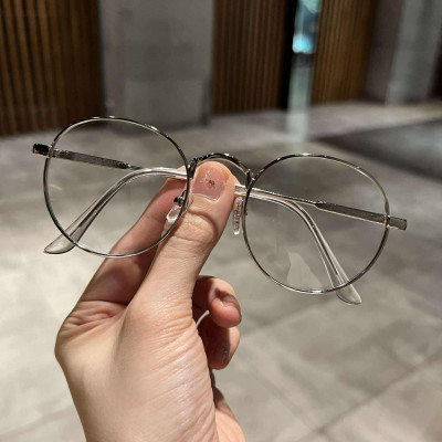 Kính mắt tròn nhỏ gọng kim loại bạc