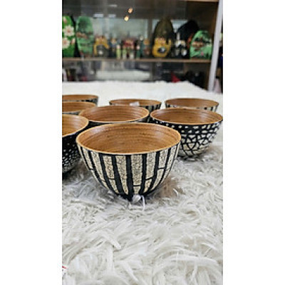 Chén tre quấn Bamboo phủ sơn mài cẩn trứng cao cấp , hàng xuất khẩu size 7.5x11 cm