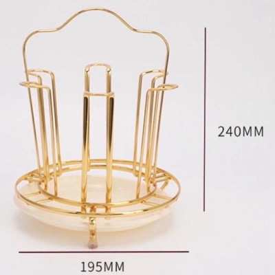 Úp cốc chữ nhật và tròn kèm khay, giá úp cốc inox 304 mạ vàng cao cấp không hoen gỉ