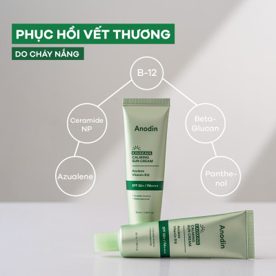 Kem chống nắng rau má kiềm dầu nâng tông cho da dầu, nhạy cảm Anodin Kava Kava Calming Suncream 50ml