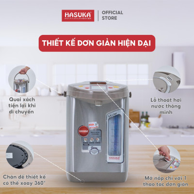 Bình thủy điện HASUKA HSK-5399 công suất 680W, thể tích 3.5L, thiết kế mới sang trọng hiện đại - HÀNG CHÍNH HÃNG