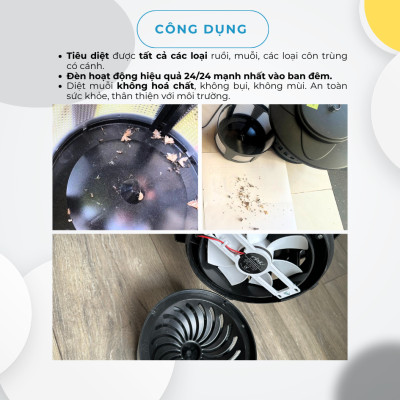 Đèn bắt muỗi CON DƠI model CN06 loại quạt hút - chống nước