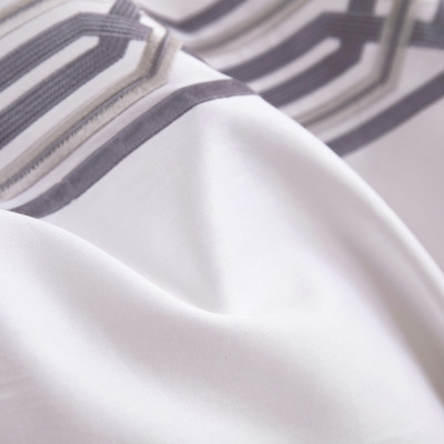 Bộ chăn ra Casa Bello Home - Set Serenity Grey Cotton lụa satin thêu họa tiết thêu 5 món