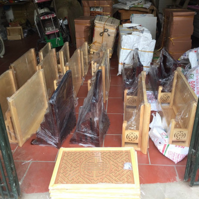 Combo bộ bàn thờ chung cư bằng gỗ sồi + ám khói +chữ phúc hay chữ bất kỳ 