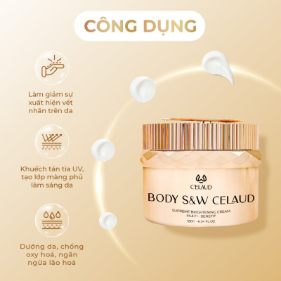 Combo kem dưỡng trắng da body và tẩy tế bào chết Celaud