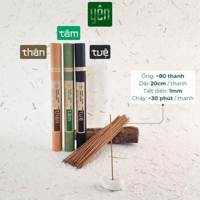Nhang Trầm Hương Không Tăm Giá Sỉ Yên Loại Thân, Tâm, Tuệ Sạch Tự Nhiên Ít Khói An Toàn Dùng Thiền