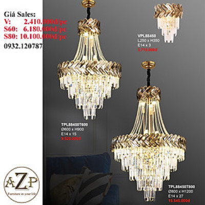 ĐÈN THẢ TRẦN PHA LÊ / ĐÈN THÔNG TẦNG TRANG TRÍ PHÒNG KHÁCH / PHÒNG NGỦ / CẦU THANG / KHÔNG GIAN SANG TRỌNG AZP-88450 phong cách đương đại, hàng nhập khẩu AZP