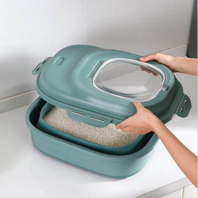 Hộp lưu trữ gạo 25kg có nắp đậy trong suốt chống côn trùng, có thể gấp gọn , màu sắc giao ngẫu nhiên - Hàng chính hãng