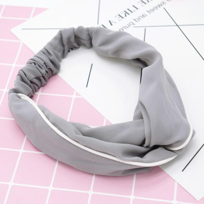 Băng đô màu trơn màu xám vải lụa mẫu mới phong cách Hàn Quốc