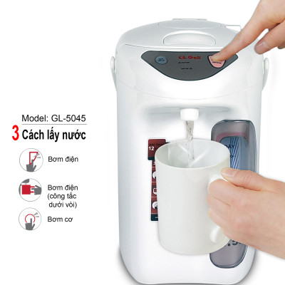 Bình thủy điện Gali GL-5045 dung tích 4.5 lít, phích cấu tạo 2 lớp thân ngoài nhựa, ruột inox 304, hàng chính hãng 100% Gali, bảo hành 24 tháng