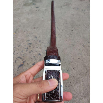 Dây Nịt Nam Da Bụng Hông Cá Sấu Rất Mềm Và Bền TS124B (mặt bạc)