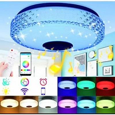 ĐÈN LED ỐP TRẦN NHÀ TRANG TRÍ SÁNG NHIỀU MÀU CÓ LOA NGHE NHẠC KẾT NỐI BLUETOOTH CÓ ĐIỀU KHIỂN TỪ XA