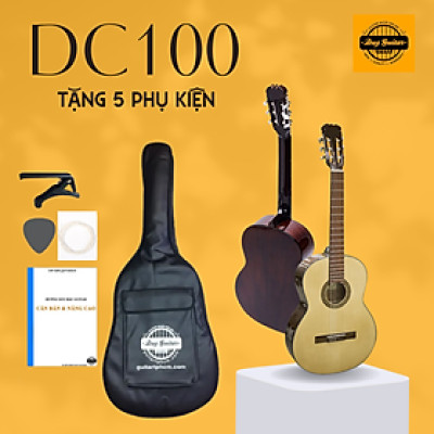 Đàn guitar classic DC100 dòng ghitar trung kỹ full size gỗ hồng đào solid cho âm thanh cổ điển ấm áp dành cho bạn mới tập Duy Guitar
