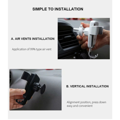 Kẹp Điện Thoại ÔTơ Hỗ Trợ Sạc Nhanh Khônjg Dây – Gắn Cửa Gió, Tương Thích Mọi Dòng Xe , đèn trợ sáng