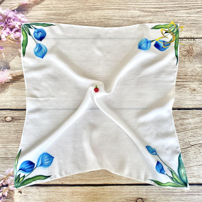 Khăn Lụa Buộc Tóc Sang Trọng Vẽ Tay 3D Lan Ý SenSilk, Khăn Quàng Cổ Đa Năng