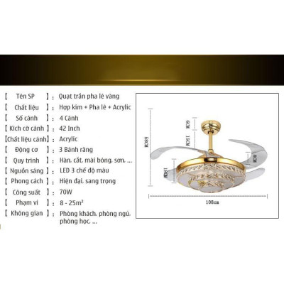 Đèn quạt trần LOSWE kiểu dáng sang trọng, động cơ đồng nguyên khối chạy siêu êm, siêu mát 