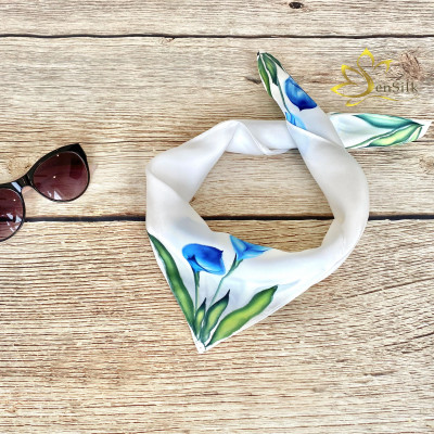 Khăn Lụa Buộc Tóc Sang Trọng Vẽ Tay 3D Lan Ý SenSilk, Khăn Quàng Cổ Đa Năng