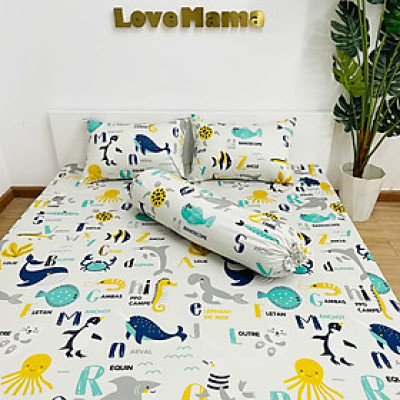 Ga chống thấm Cotton chống thấm nước LoveMama Họa tiết động vật biển tiếng anh
