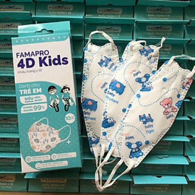 Hộp 10 Khẩu Trang Trẻ Em 4D Kids