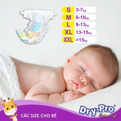 Combo tã/bỉm dán Dry-Pro S81 (3kg - 7kg) + tặng Túi nước rửa bình sữa Pur 450ml