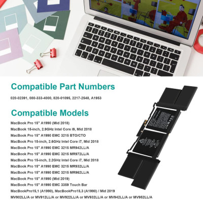 Pin Tương Thích Cho Macbook Pro Retina 15 Inch A1990 2018 – 2019 TEEEMO PC Hàng Nhập Khẩu New Seal