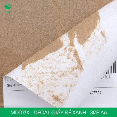 MDT03X - Xấp 50 tờ giấy decal đế xanh khổ A6 - Giấy in đơn hàng, nhãn dán, sticker đế xanh tự dính