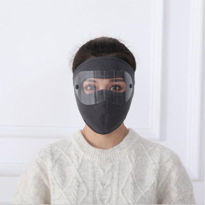 Khẩu trang ninja vải nỉ kính bảo vệ mắt dán gáy che kín tai chạy xe phượt nam nữ - khau trang ni - Đen có kính 