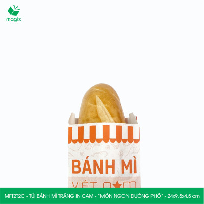  MFT2T2C - 24x9.5x4.5 cm - 100 túi giấy đựng bánh mì, túi đựng thức ăn mang đi, túi take away