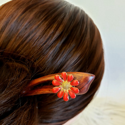 TRÂM CÀI TÓC GỖ ĐÍNH HOA 11