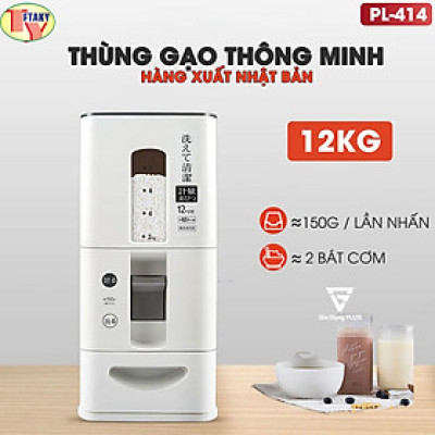 [Hàng Sẵn] Hủ đựng gạo thông minh xuất nhật , lấy gạo tự động trong suốt Chống bụi có nắp, dung tích 12kg lớn dành cho gia đình bạn