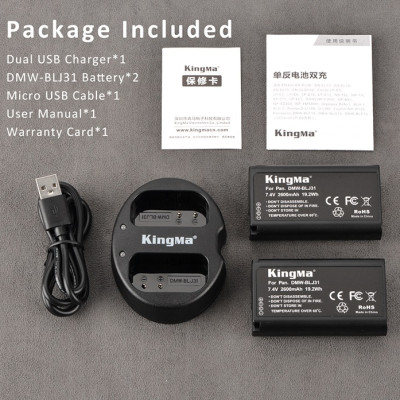 Bộ 1 pin 1 sạc Kingma cho Panasonic DMW-BLJ31, Hàng chính hãng
