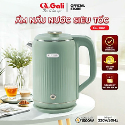 Ấm Siêu Tốc GALI GL-18A1, dung tích 1.8 Lít. thiết kế 2 lớp chống nóng. Hàng chính hãng bảo hành 24 tháng