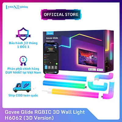 Thanh Đèn LED lắp ghép Govee Glide Wall Light H6062 (3D) | Thiết kế 3D bo góc tường độc đáo, Hiệu ứng chạy màu sắc nét