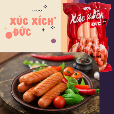 Xúc Xích Đức Rich Xúc Xích Xông Khói Xúc Xích Hồ Lô - Thương hiệu Đen Đỏ
