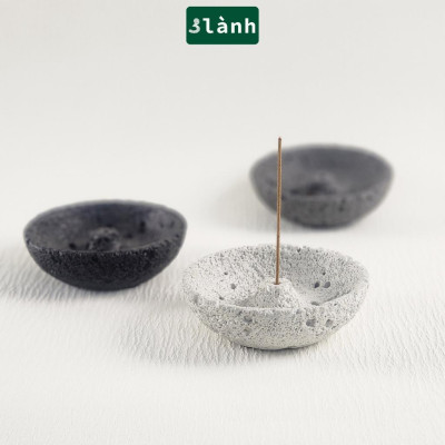 Đế Hứng Nhang Trầm Hương 3 Lành Bằng Đá Rộng Miệng Phong Cách Thiền Nhật Trang Trí Nhà Bàn Thờ Thiền