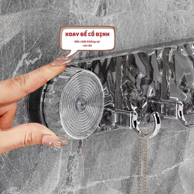 Thanh móc treo đồ hút chân không nhà tắm đa năng, móc treo tường chịu lực tốt không cần khoan