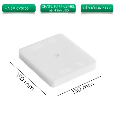 Cân điện tử GHOST 2 mặt cho pha chế cà phê đồ uống có đếm giờ CAFE DE KONA pin sạc