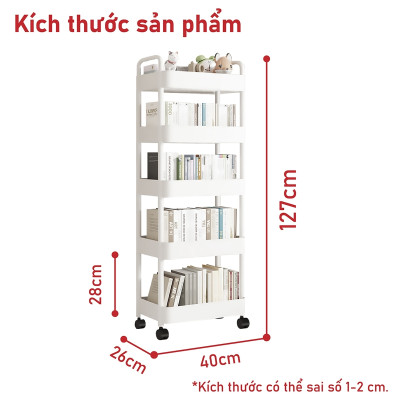 [4026] BG Kệ đa năng 3/4/5 - bánh xe, giỏ đựng đồ, Dễ dàng di chuyển giá sách đa năng,Kệ đa năng có bánh xe, di chuyển tiện lợi (hàng nhập khẩu)
